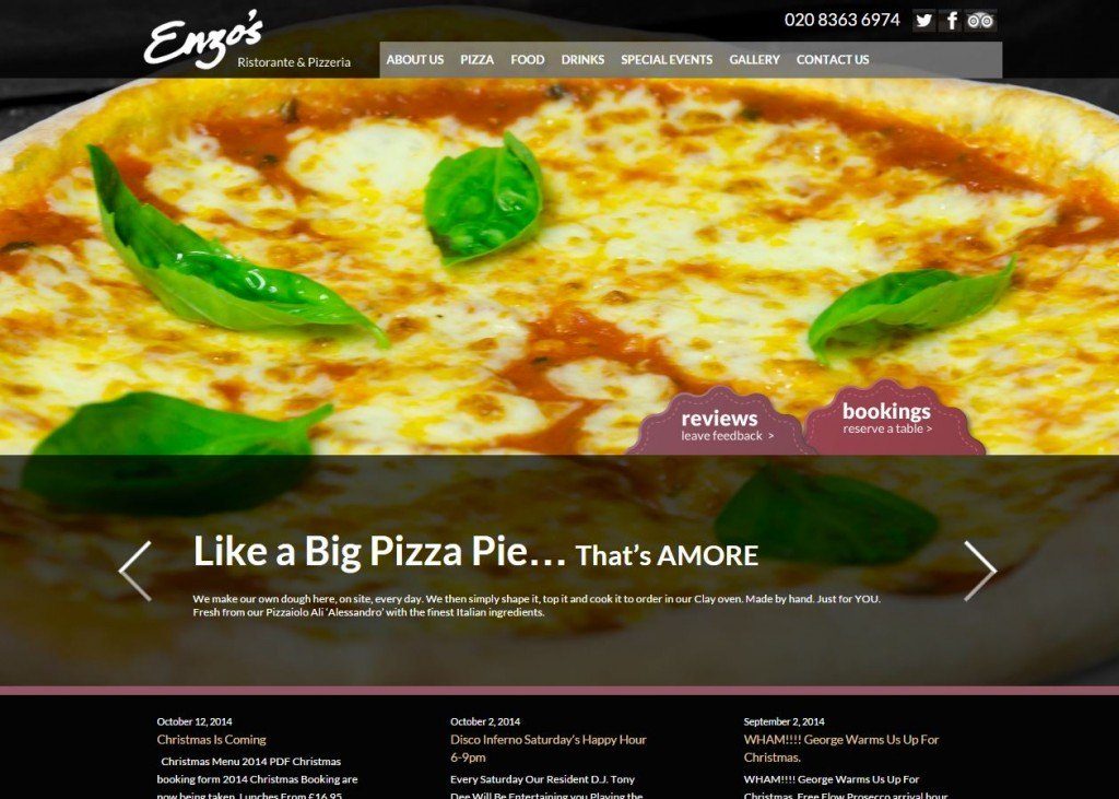 restaurant website design