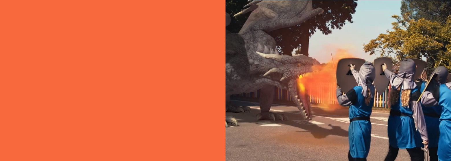 animation of children warding off a dragon