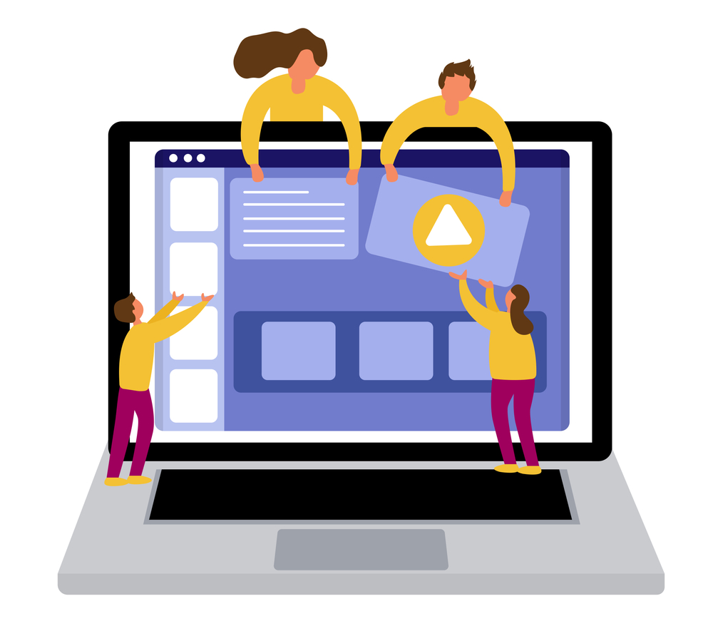 Illustration of people building a website