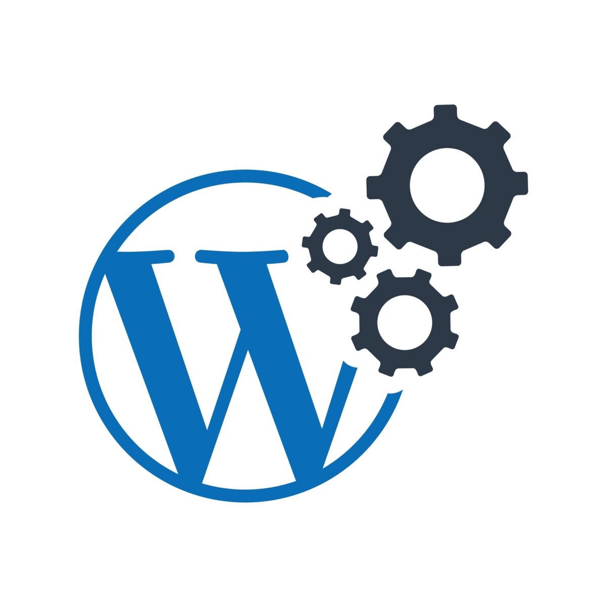 Wordpress logo with cogs